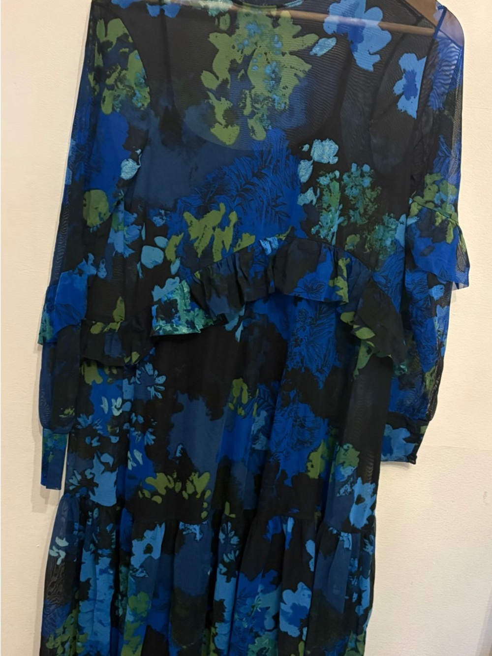 Desigual Blue and Black Floral Midi Dress - Picture 3 of 7